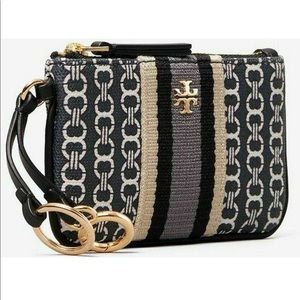 Tory Burch Gemini Link Canvas Key Card Wallet NEW